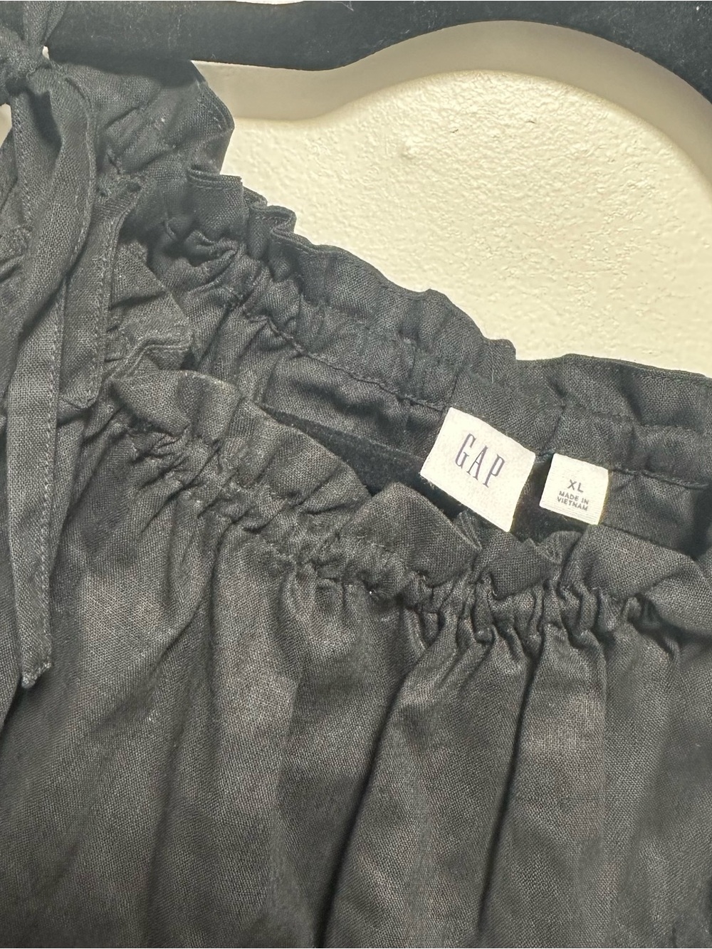 GAP Black Linen & Cotton Blend Tie Sleeve Tank Top - Picture 2 of 6